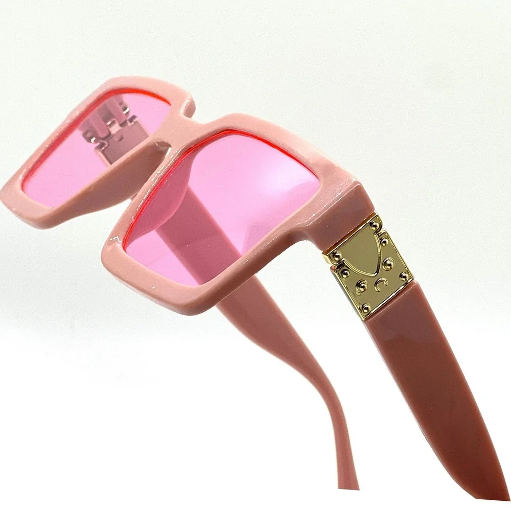 Square Sunglasses Pink Lens Frame Celebrity Beach Style Driving Comfortable Lady